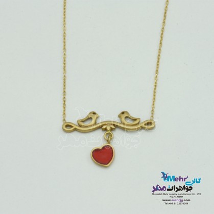 Gold necklace - chicken and heart design-MM1215